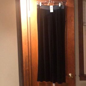 Black velvet wide leg pants
